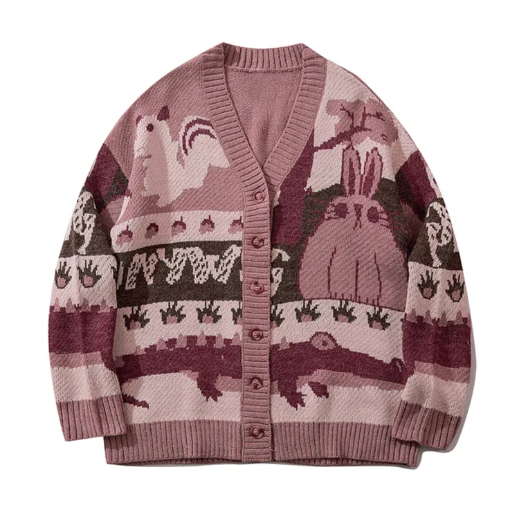 custom-men-s-vintage-animal-jacquard-knit-cardigan-pink