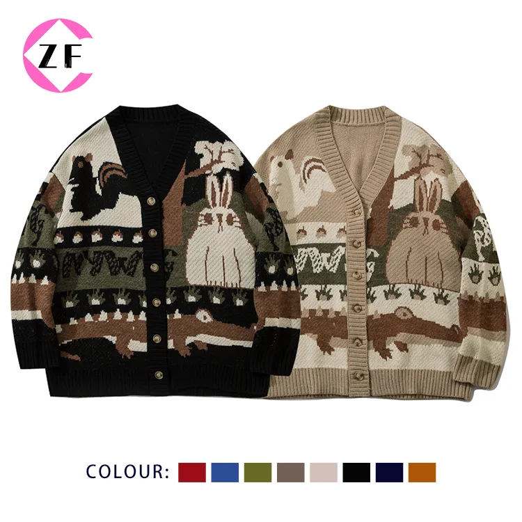 custom-men-s-vintage-animal-jacquard-knit-cardigan
