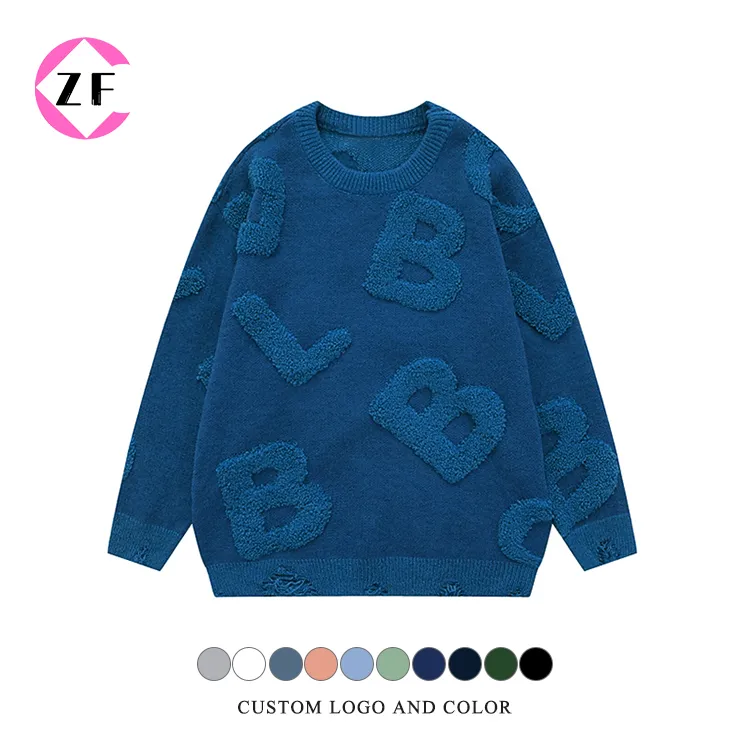 custom-mens-chenille-towel-embroidery-letter-sweater-blue