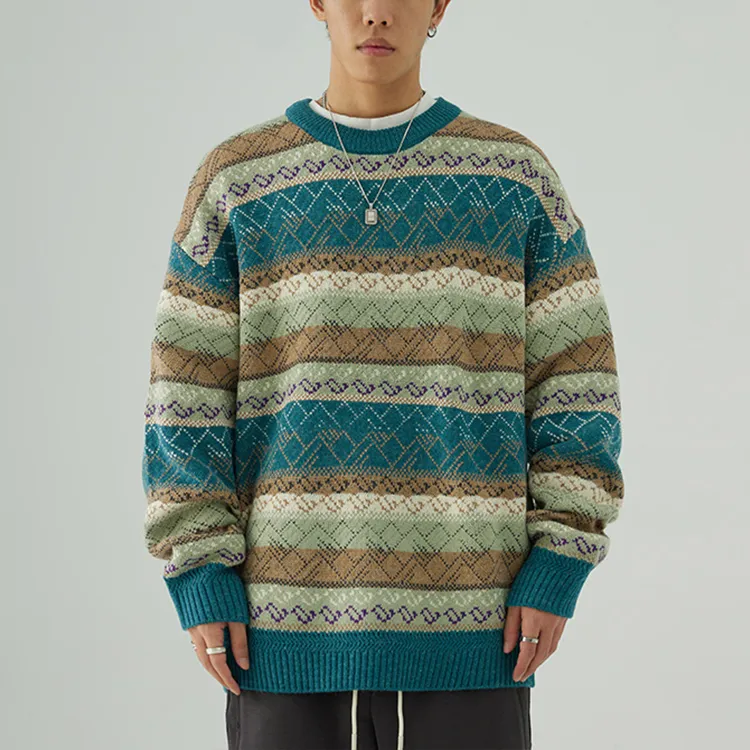 custom-mens-fair-isle-jacquard-wool-sweater-teal-blue-sage-green