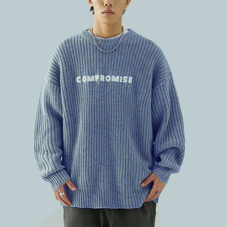 custom-mens-heavy-gauge-ribbed-embroidery-sweater-blue