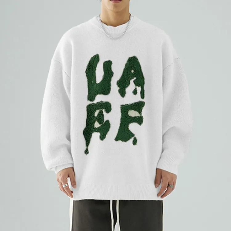 custom-mens-oversized-jacquard-embroidery-pullover-sweater-white