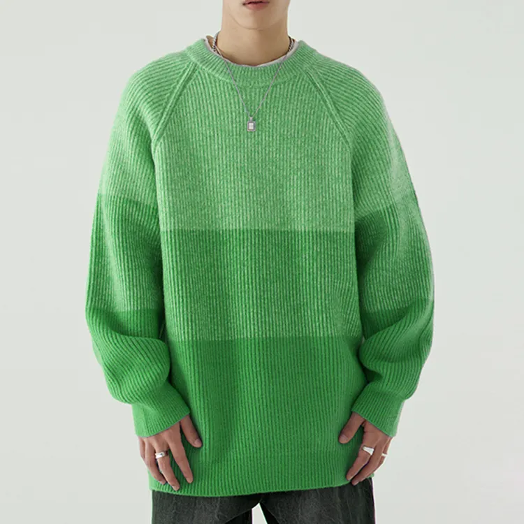 custom-mens-oversized-ribbed-wool-blend-pullover-green