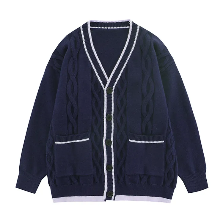 custom-men-s-cable-knit-v-neck-cardigan-blue