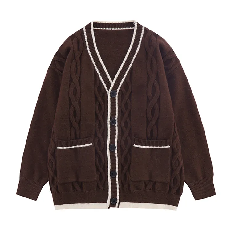 custom-men-s-cable-knit-v-neck-cardigan-brown
