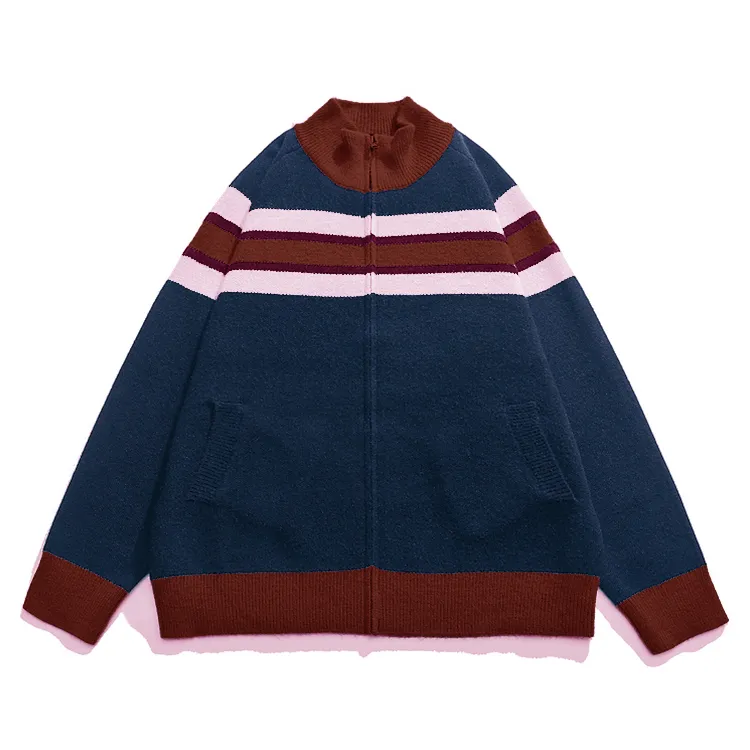 custom-men-s-stripe-full-zip-cardigan-blue-and-red