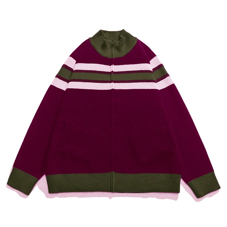 custom-men-s-stripe-full-zip-cardigan-green-and-red