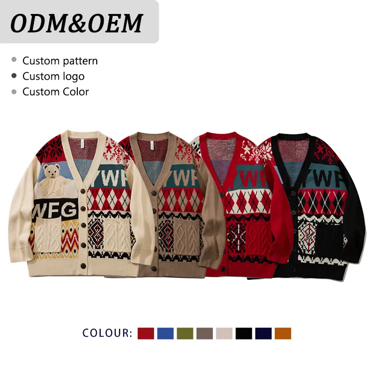 custom-mens-christmas-bear-jacquard-cardigan