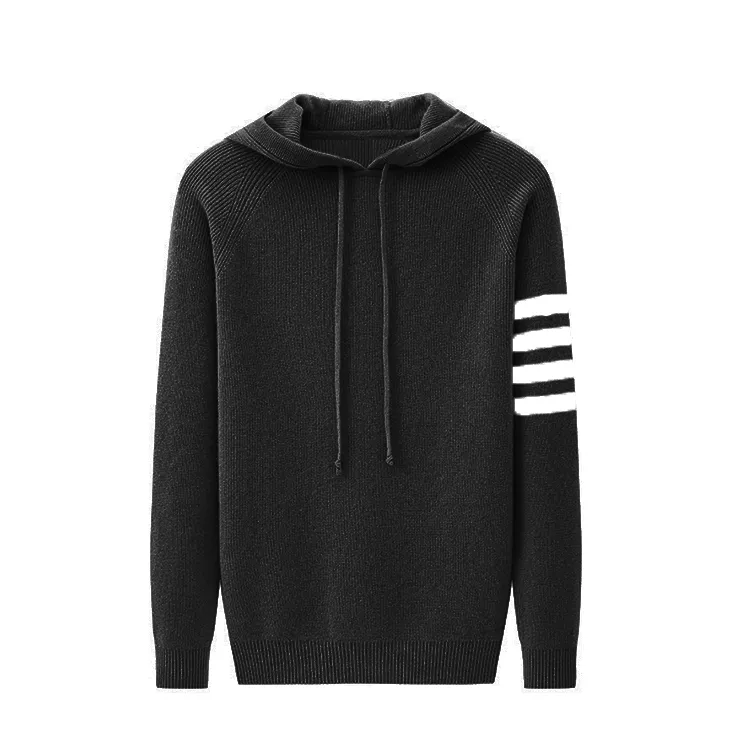 custom-classic-raglan-sleeve-stripe-pullover-hoodie-black