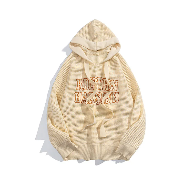 custom-men-s-heavyweight-waffle-knit-graphic-hoodie-beige