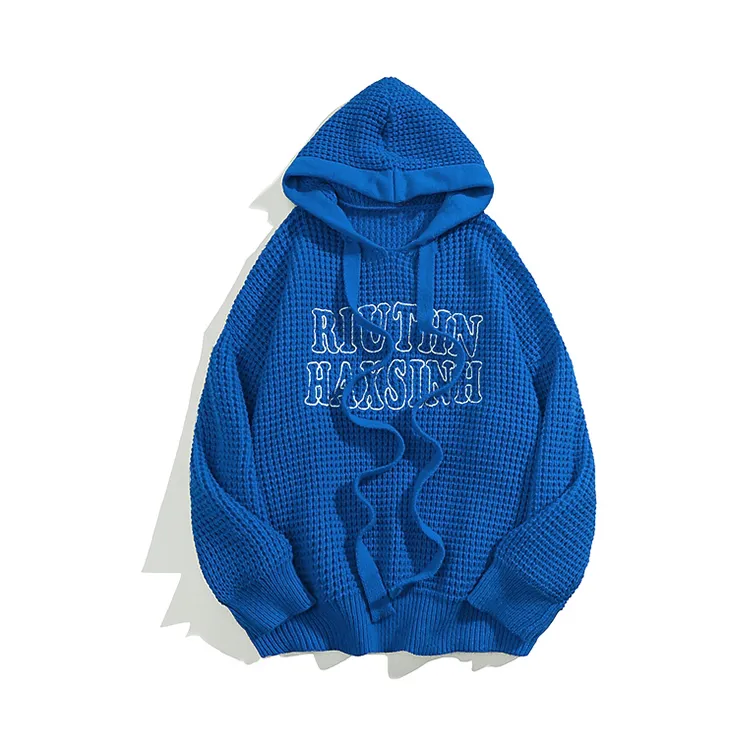 custom-men-s-heavyweight-waffle-knit-graphic-hoodie-blue