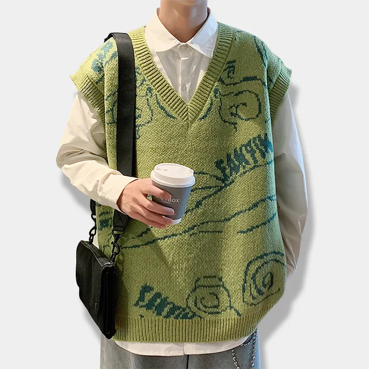 custom-oversized-graphic-knit-vest-streetwear-green