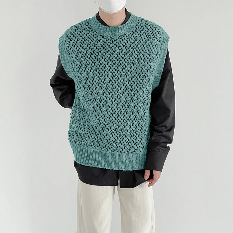 custom-oversized-open-mesh-knit-vest-cyan