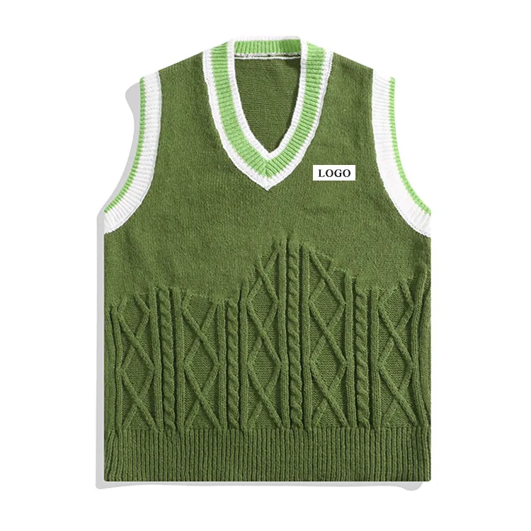 custom-preppy-cable-knit-sweater-vest-mixed-stitch-green