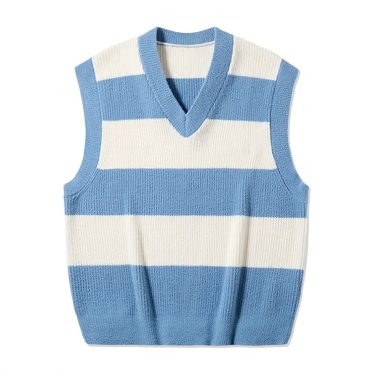 custom-striped-v-neck-knit-vest-vintage-preppy-style-blue