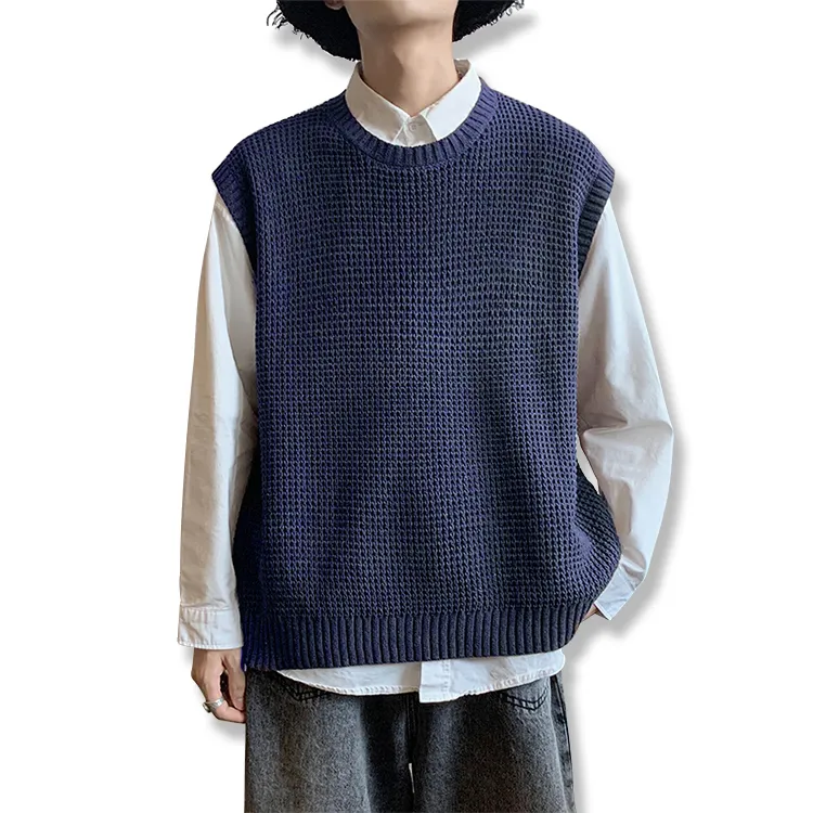 oversized-waffle-knit-vest-minimalist-sweater-blue