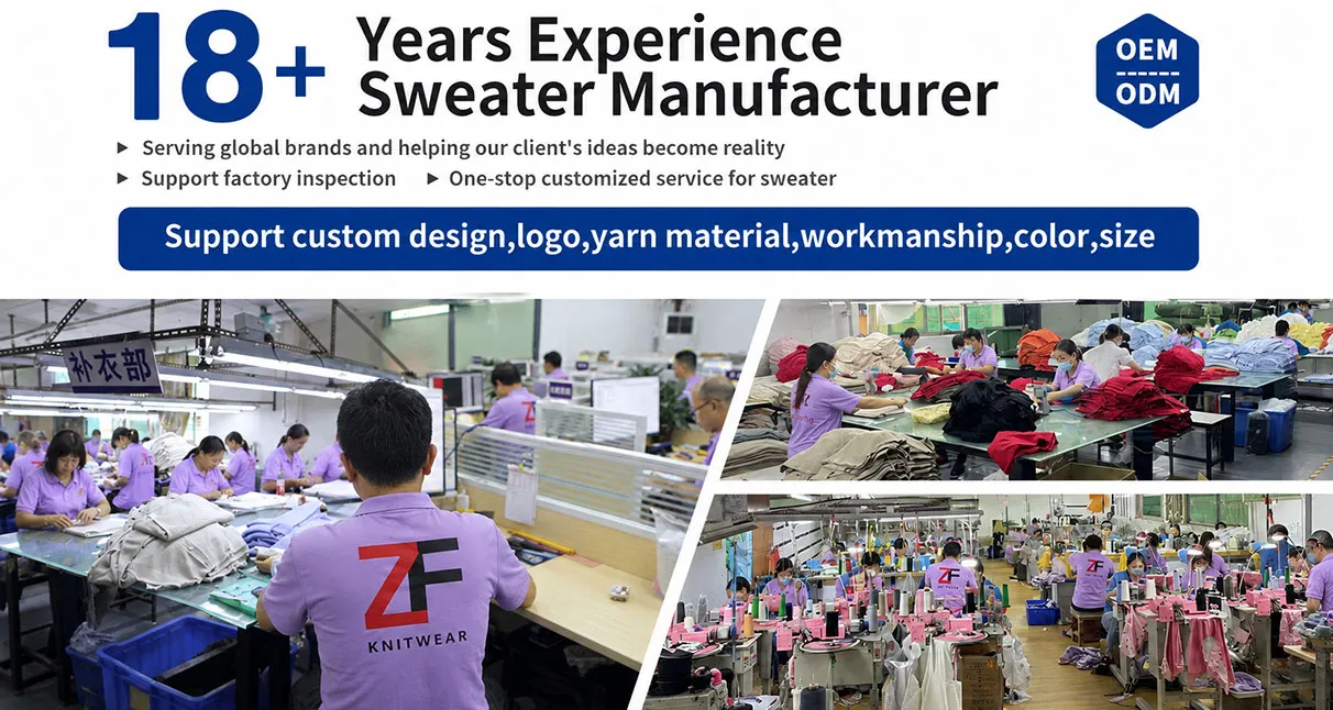 China sweater manufacturer and OEM ODM knitwear factory production workshop by ZF Knitwear