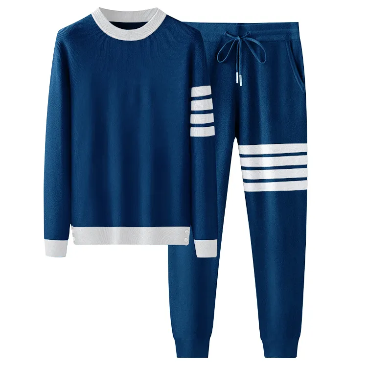 custom-four-bar-stripe-knit-tracksuit-set-blue