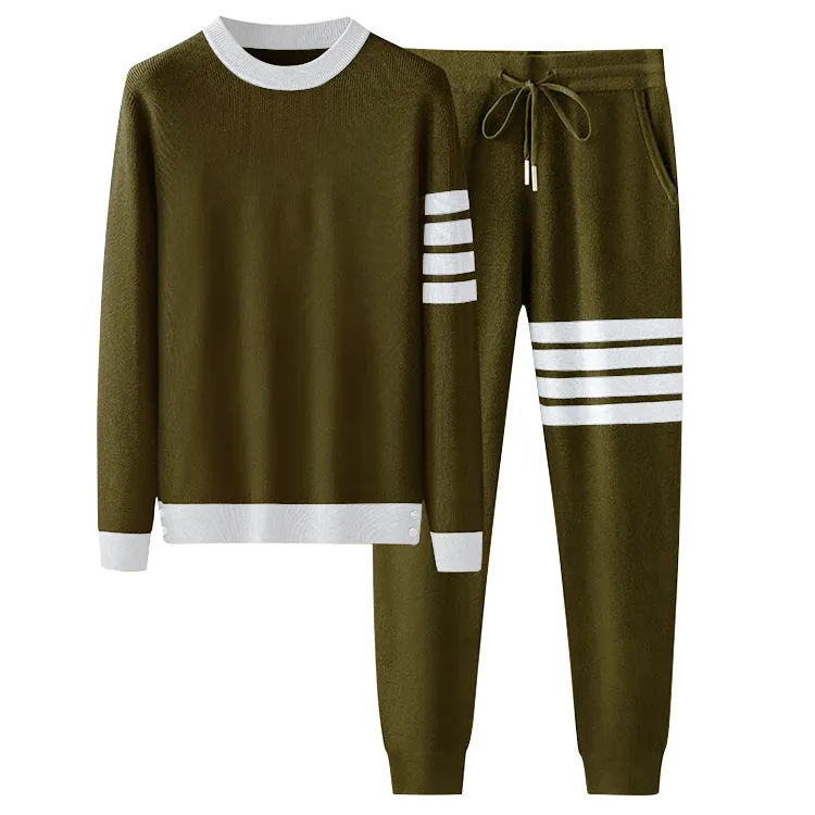 custom-four-bar-stripe-knit-tracksuit-set-green