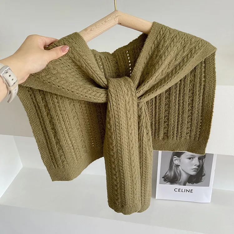 custom-cable-knit-poncho-scarf-shawl-wrap-green
