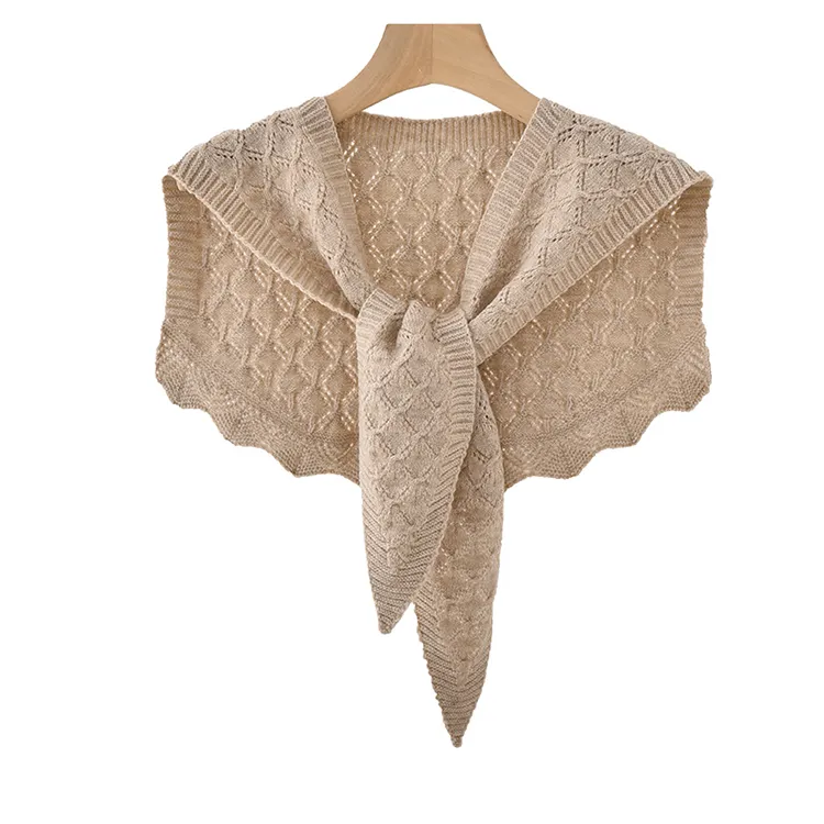 custom-diamond-eyelet-knit-poncho-shawl-beige