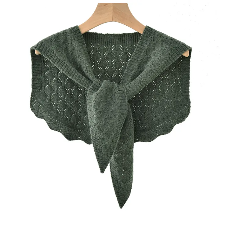 custom-diamond-eyelet-knit-poncho-shawl-green