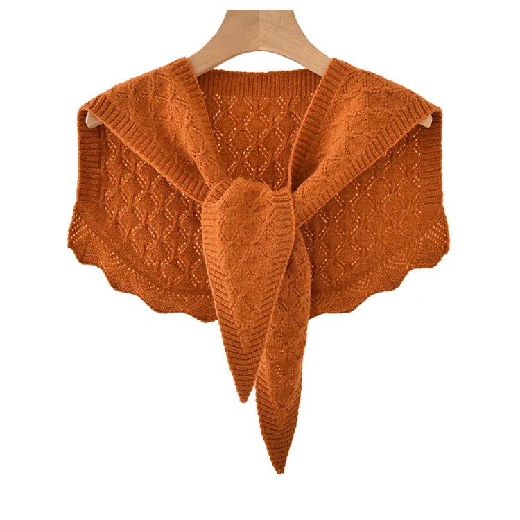 custom-diamond-eyelet-knit-poncho-shawl-orange