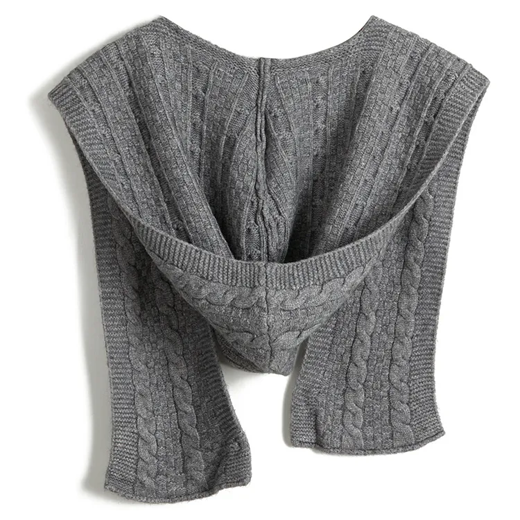 custom-hooded-cable-knit-poncho-shawl-wrap-grey