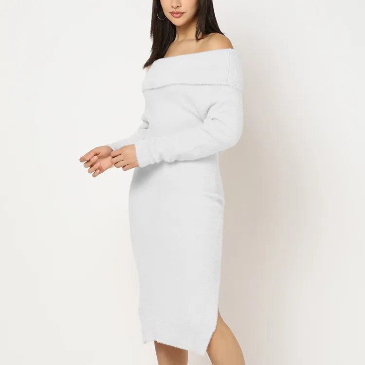 custom-off-shoulder-chenille-sweater-dress-white