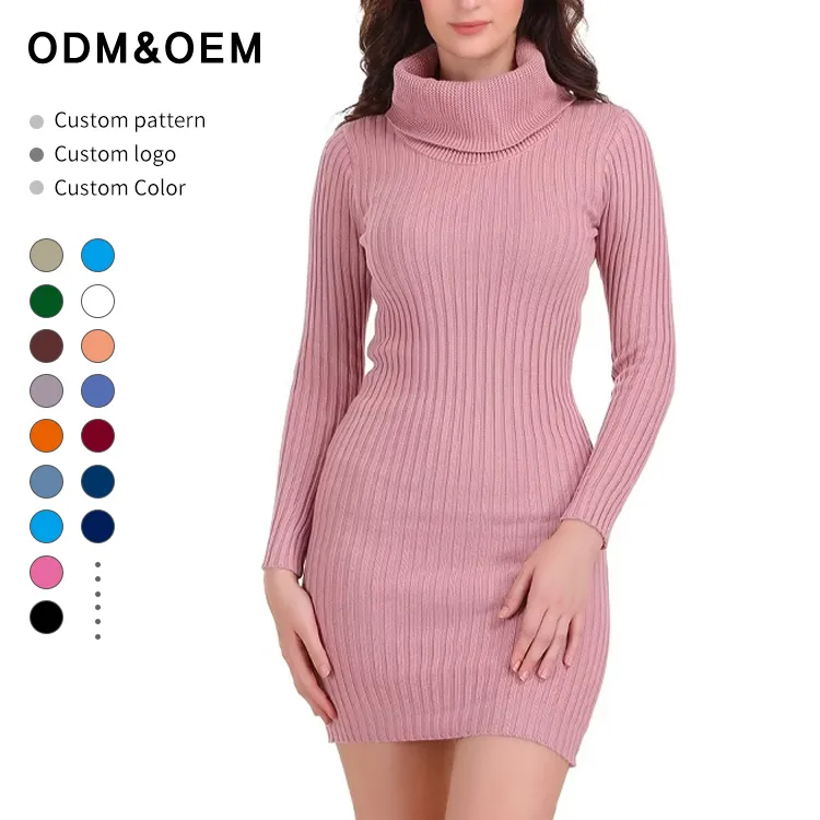custom-turtleneck-ribbed-knit-mini-sweater-dress