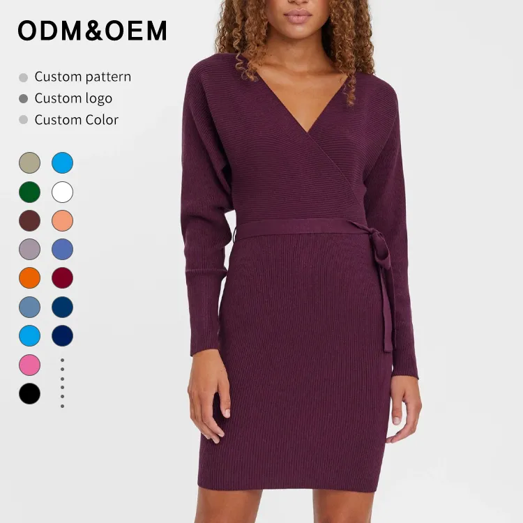 custom-wrap-front-ribbed-knit-sweater-dress