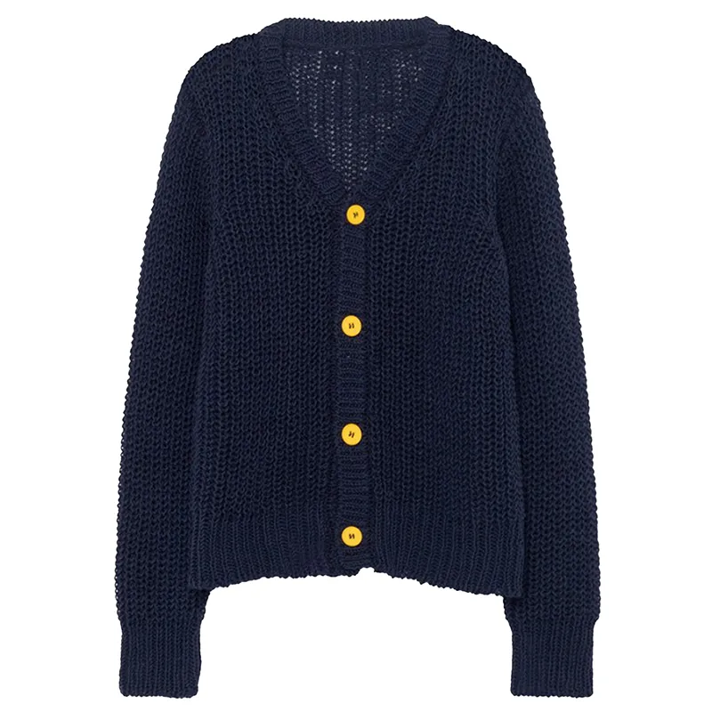 custom-kids-chunky-v-neck-open-knit-cardigan-blue