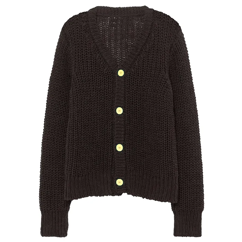 custom-kids-chunky-v-neck-open-knit-cardigan-brown
