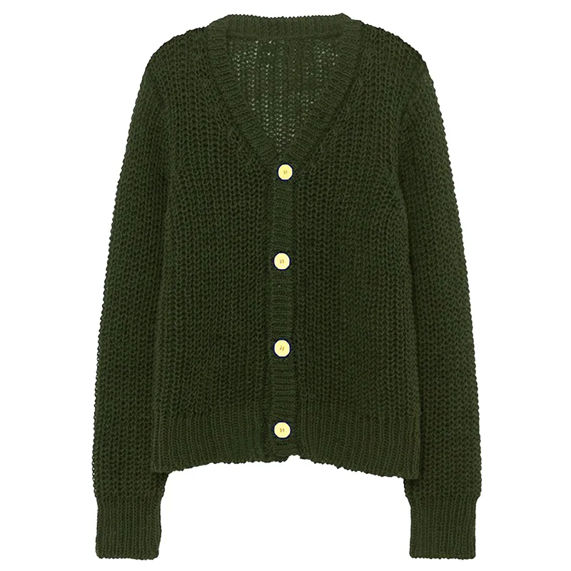 custom-kids-chunky-v-neck-open-knit-cardigan-green