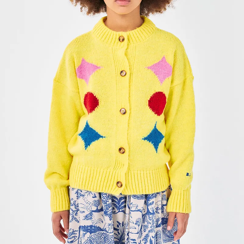 custom-kids-intarsia-knit-geometric-cardigan-model-showcase