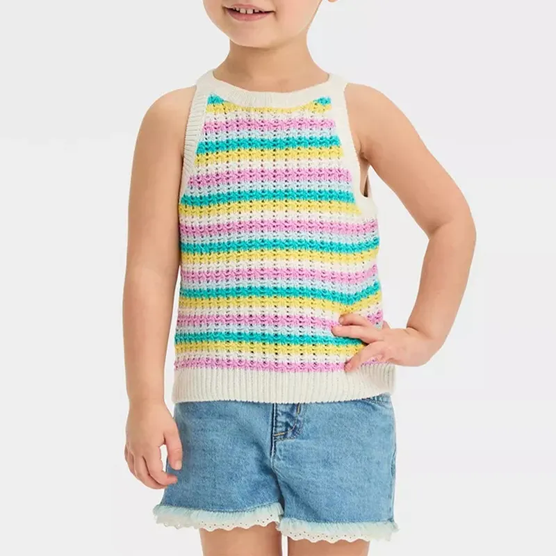 custom-kids-multi-color-striped-knit-tank-cyan