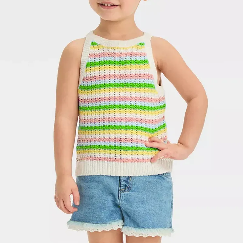 custom-kids-multi-color-striped-knit-tank-green