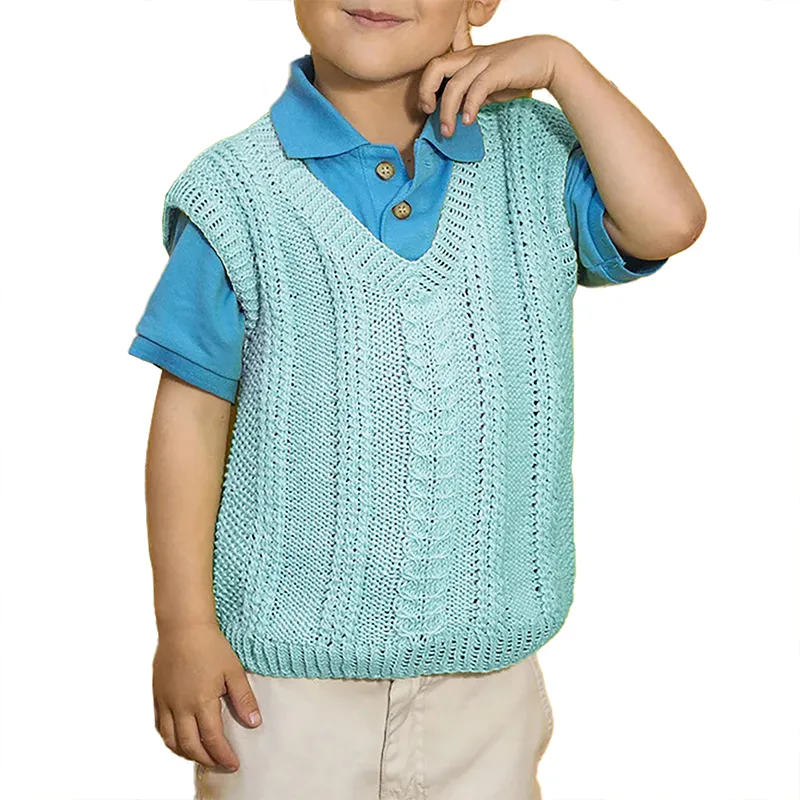 custom-kids-openwork-cable-knit-sweater-vest-blue