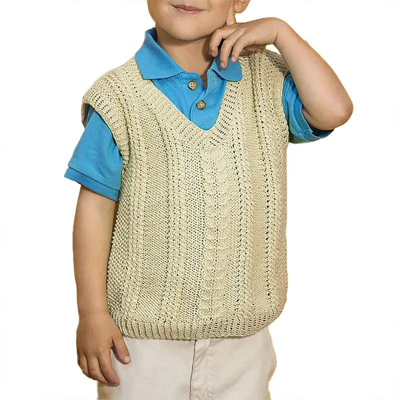 custom-kids-openwork-cable-knit-sweater-vest-yellow