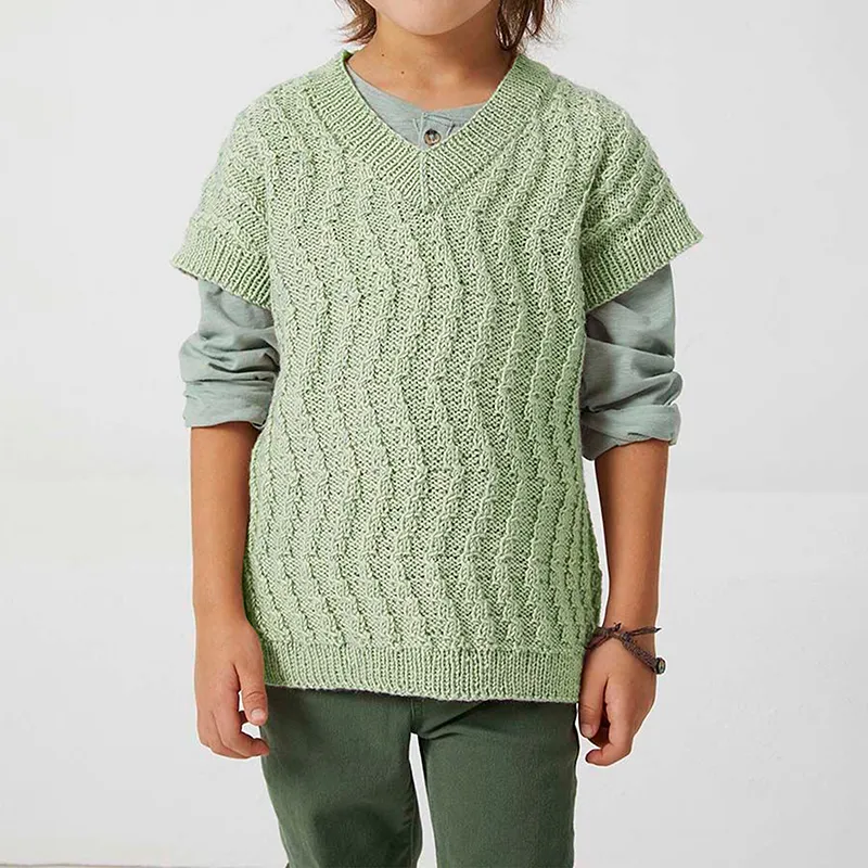 custom-kids-organic-cotton-cable-knit-vest-green