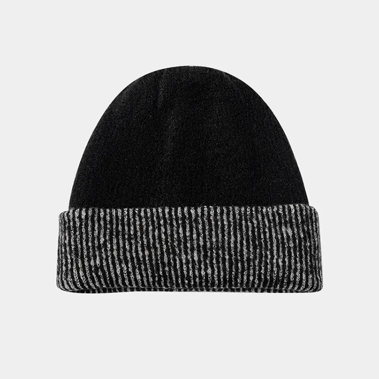 custom-two-tone-striped-cuffed-beanie-black