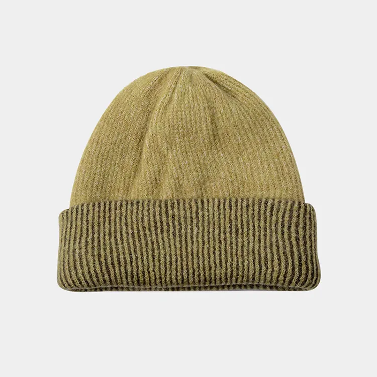 custom-two-tone-striped-cuffed-beanie-green