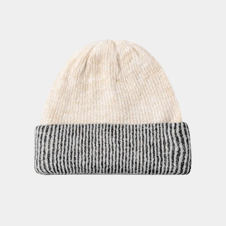 custom-two-tone-striped-cuffed-beanie-grey