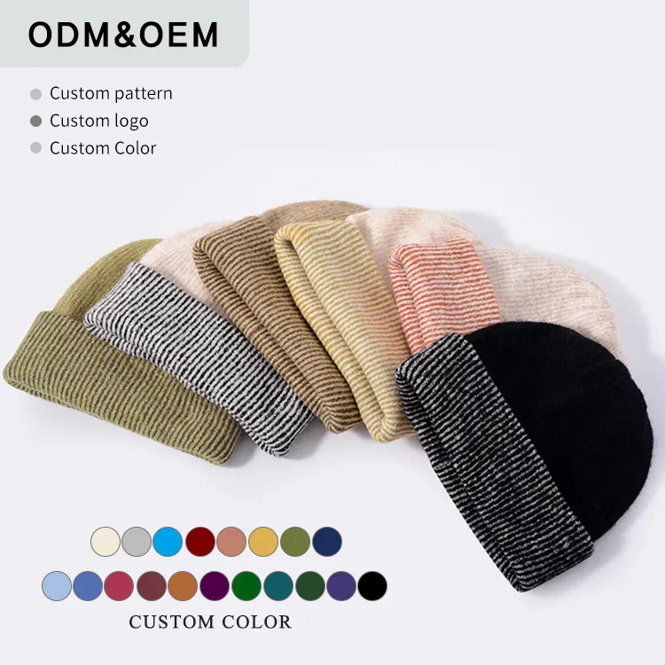 custom-two-tone-striped-cuffed-beanie
