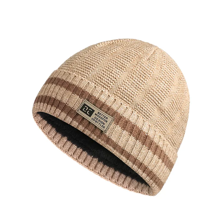 custom-unisex-striped-cuffed-beanie-beige