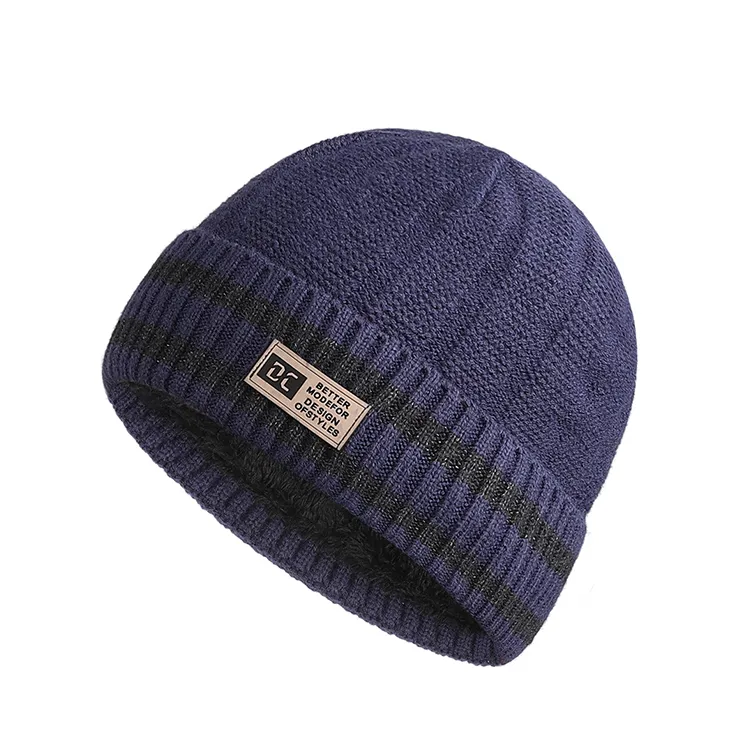 custom-unisex-striped-cuffed-beanie-blue