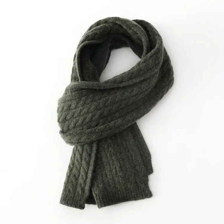custom-cable-knit-winter-scarf-dark-green