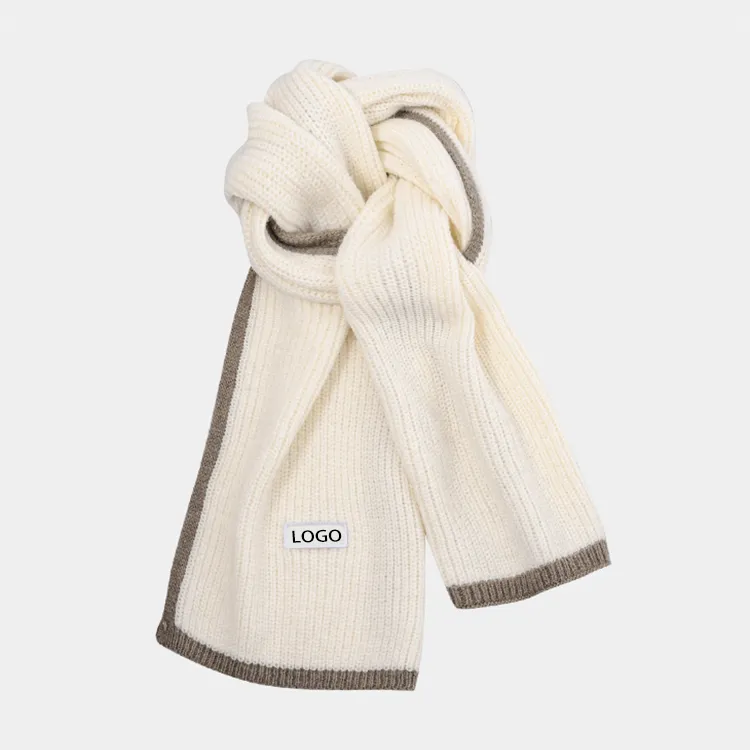 custom-contrast-trim-ribbed-knit-scarf-white