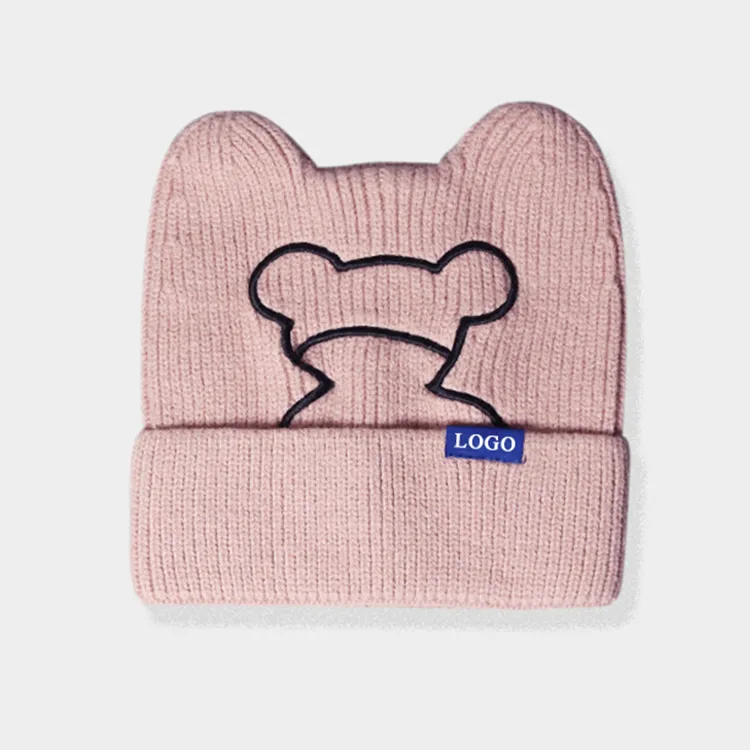 custom-cute-bear-ear-beanie-hat-pink