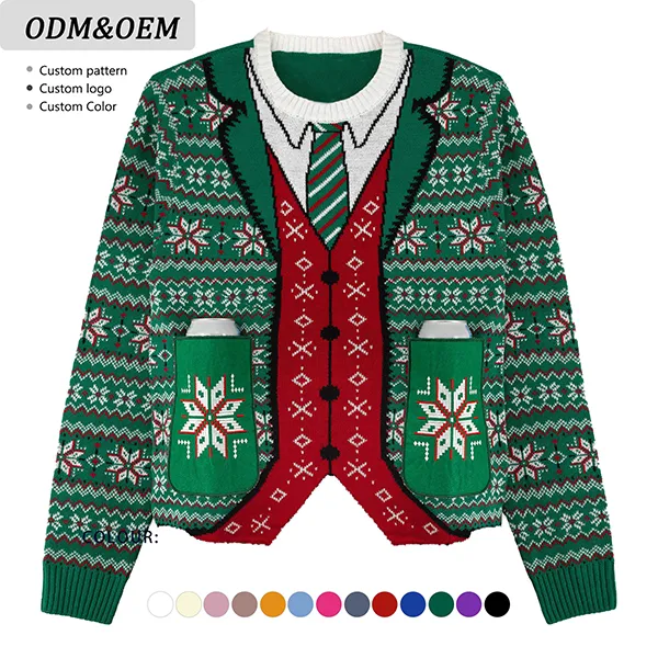 custom funny christmas sweater beer pockets